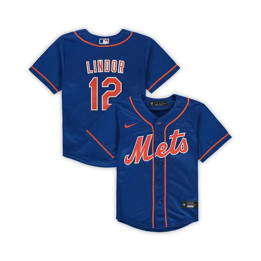 商品NIKE|Preschool Boys and Girls Francisco Lindor Royal New York Mets Alternate Replica Player Jersey,价格¥369,第2张图片详细描述