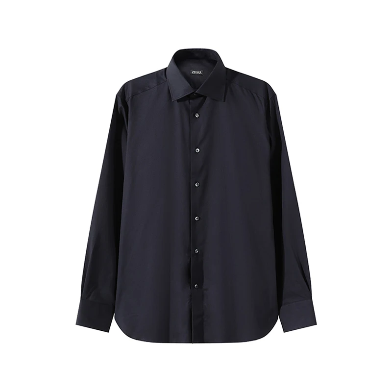 商品[国内直发] Ermenegildo Zegna|Zegna 杰尼亚 棉质 斜纹长袖衬衫 礼盒款 男款 黑色,价格¥2356,第1张图片