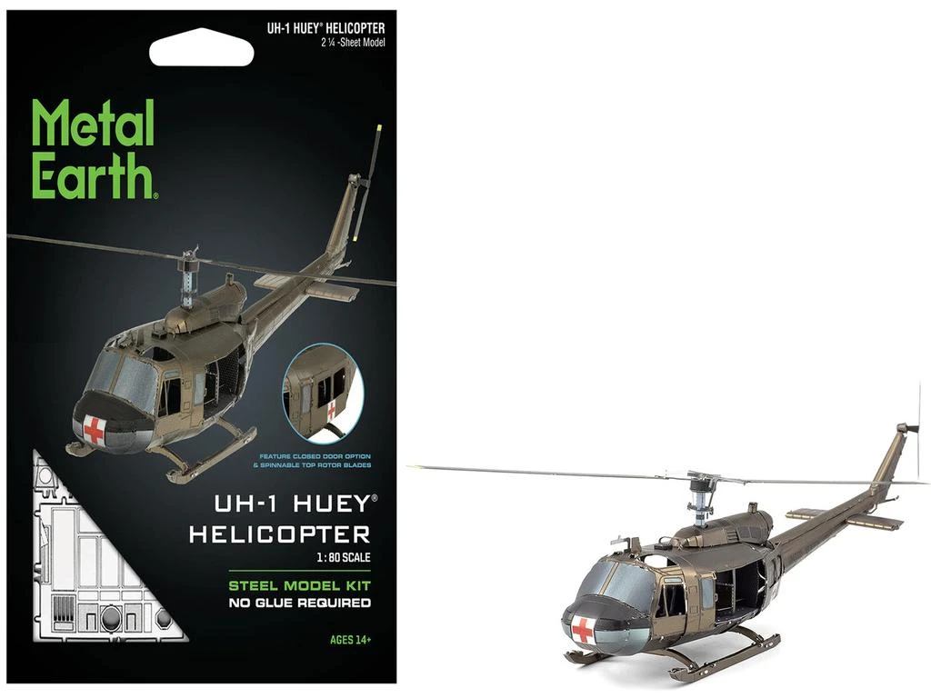 商品Metal Earth|Model Kit Bell UH-1 Iroquois Helicopter "Huey" United States Army (Moderate Difficulty) Steel Model,价格¥210,第1张图片
