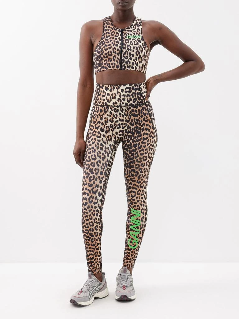 商品Ganni|High-rise leopard-print recycled-blend leggings,价格¥1381,第2张图片详细描述