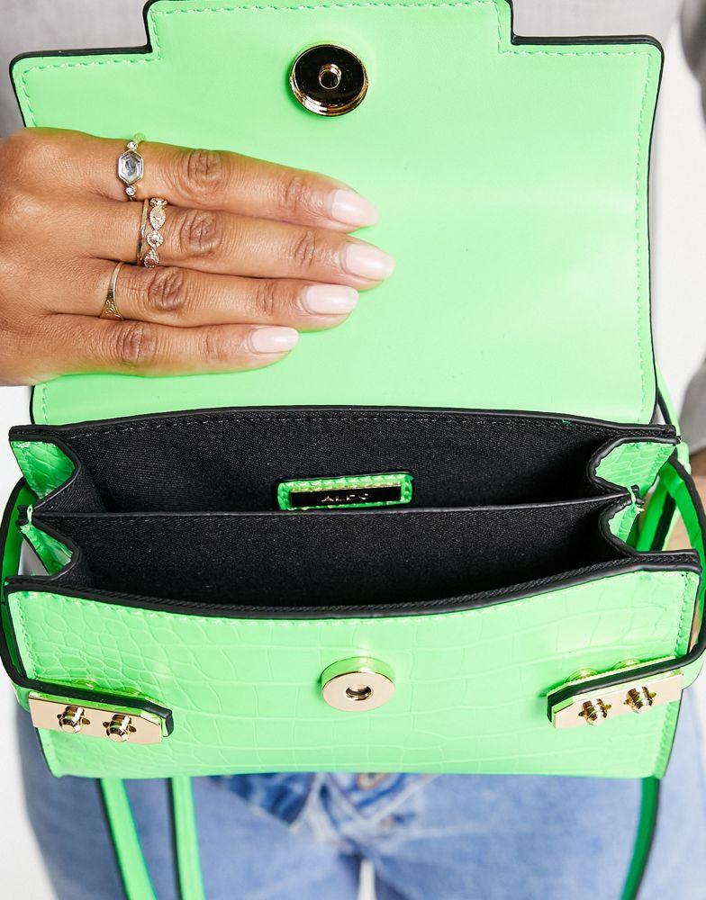 ALDO Vontessa padlock croc top handle bag in green商品第4张图片规格展示