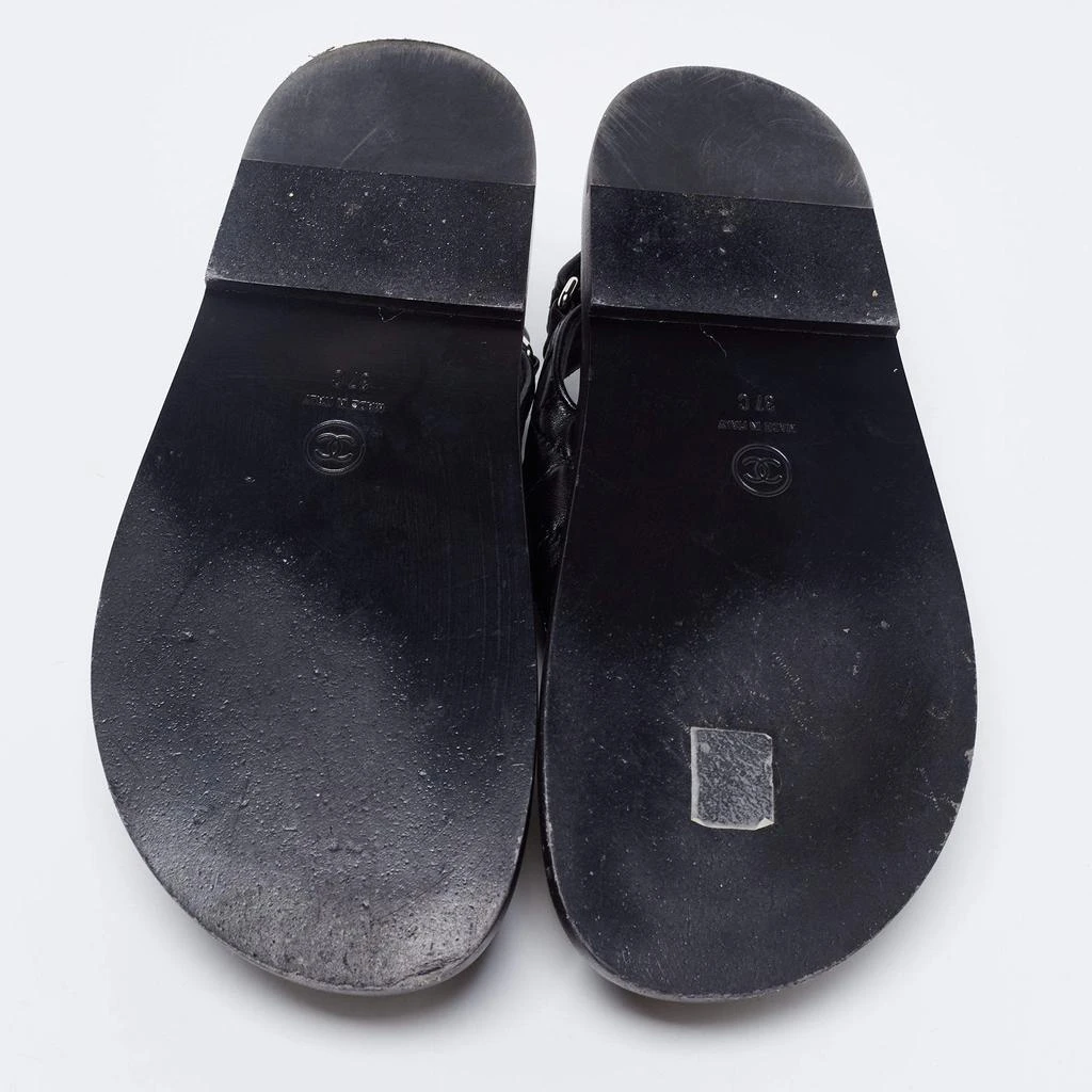 Chanel Black Leather Dad Slingback Sandals Size 37 商品