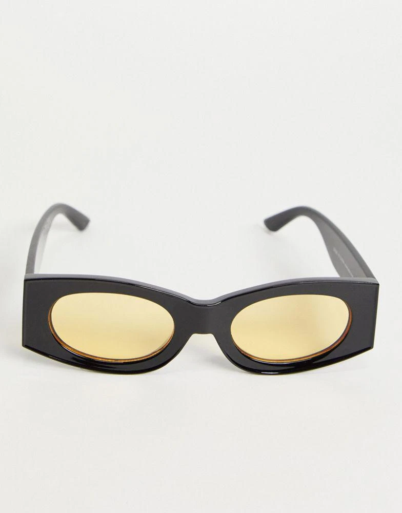 商品ASOS|ASOS DESIGN square sunglasses in black with amber lens,价格¥39,第1张图片