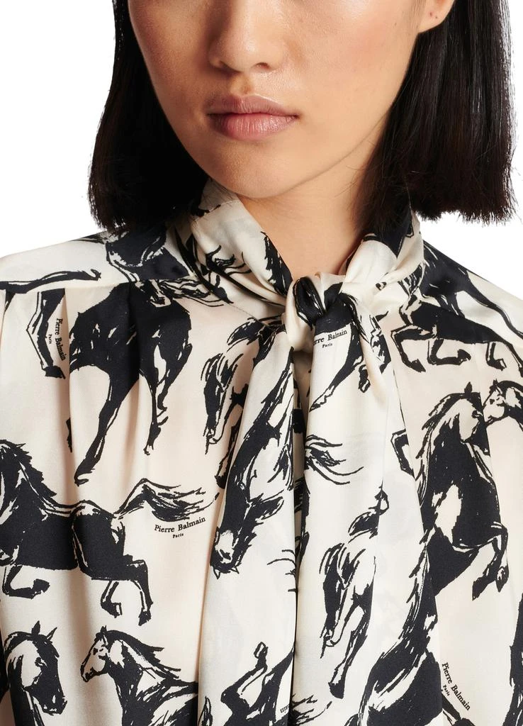 商品Balmain|系带领真丝印花衬衫,价格¥15254,第4张图片详细描述