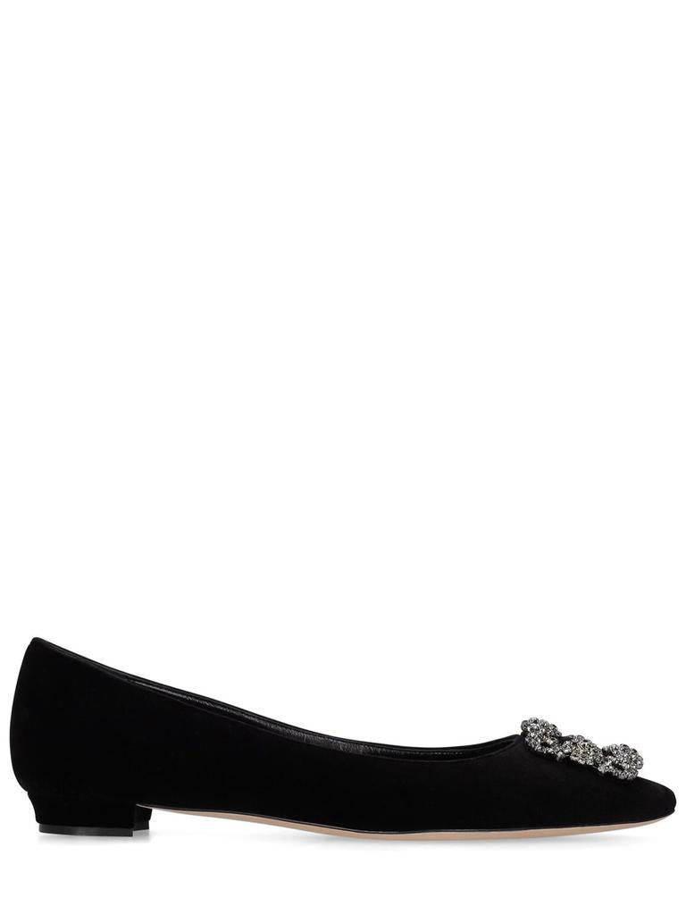 商品Manolo Blahnik|10mm Hangisi Fmc Velvet Flats,价格¥8216,第1张图片