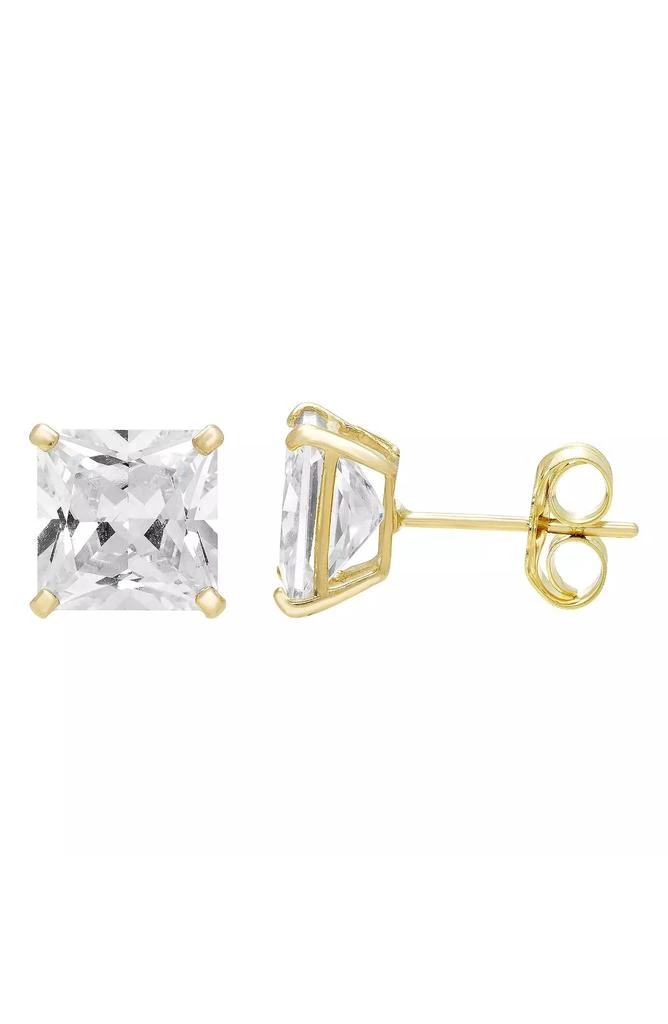 商品A&M|14K Gold 8mm Square CZ Stud Earrings,价格¥525,第1张图片