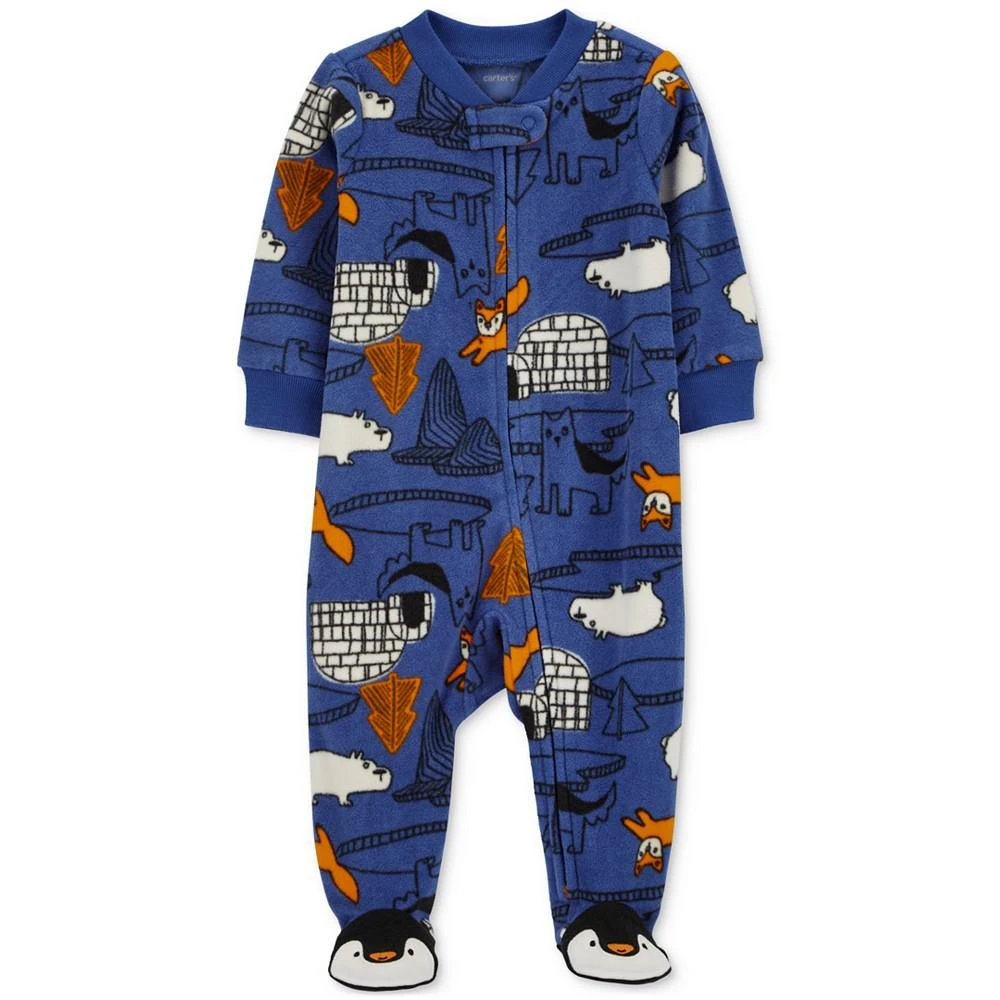 商品Carter's|Baby Boys Animal-Print Zip Fleece One-Piece Sleep and Play Footed Coverall,价格¥120,第1张图片