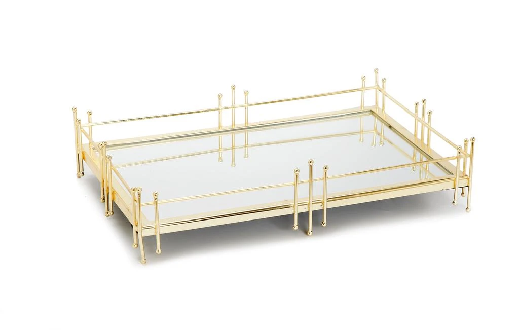 商品Classic Touch Decor|Oblong Mirror Tray with Gold Symmetrical Design,价格¥655,第1张图片