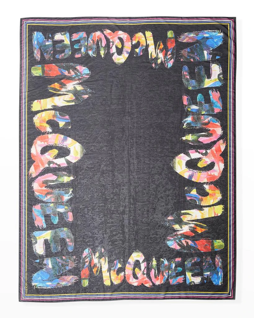 商品Alexander McQueen|Painted Graffiti Logo Silk-Blend Scarf,价格¥3631,第2张图片详细描述