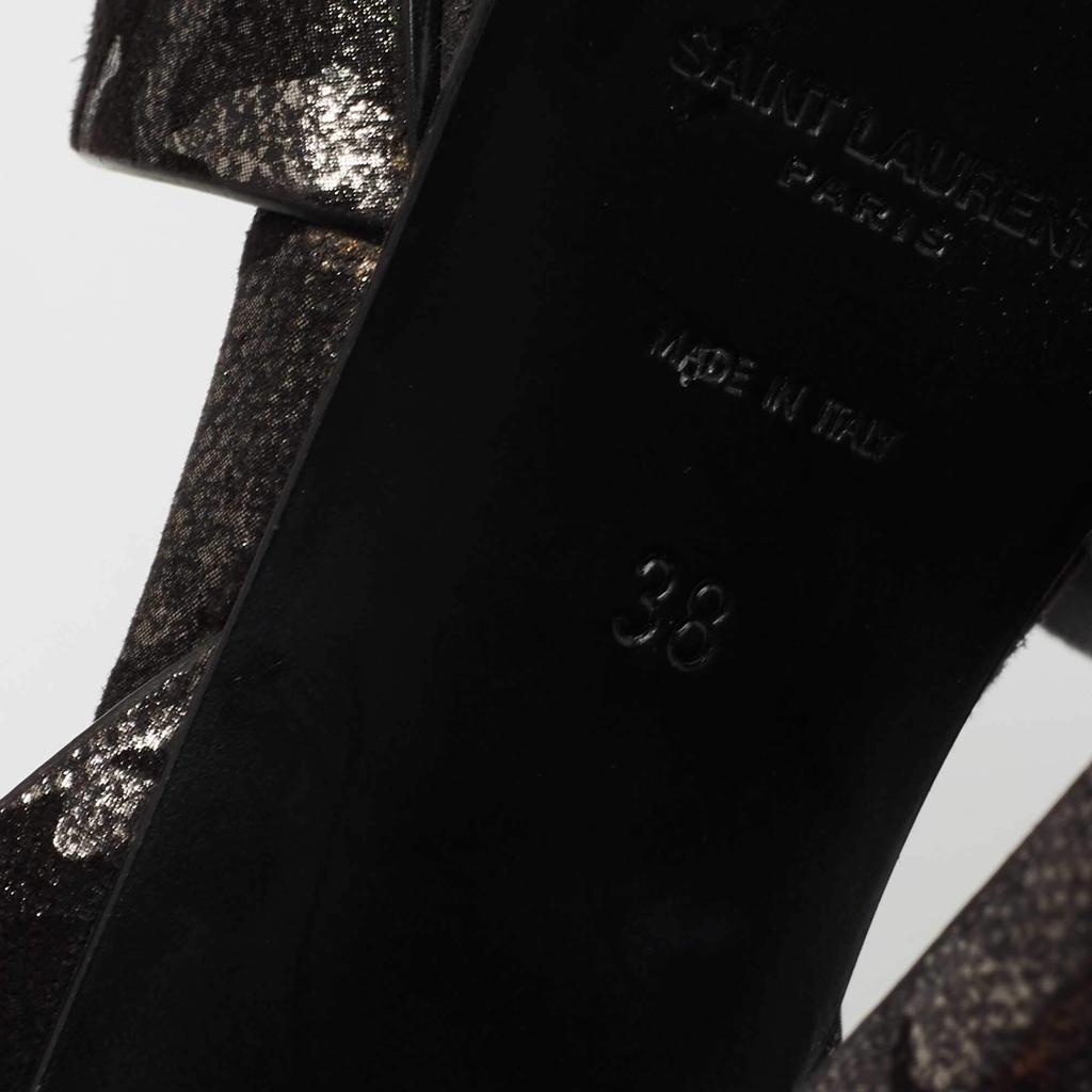 Yves Saint Laurent Black/Silver  Suede Tribute Ankle Strap  Sandals Size 38商品第8张图片规格展示