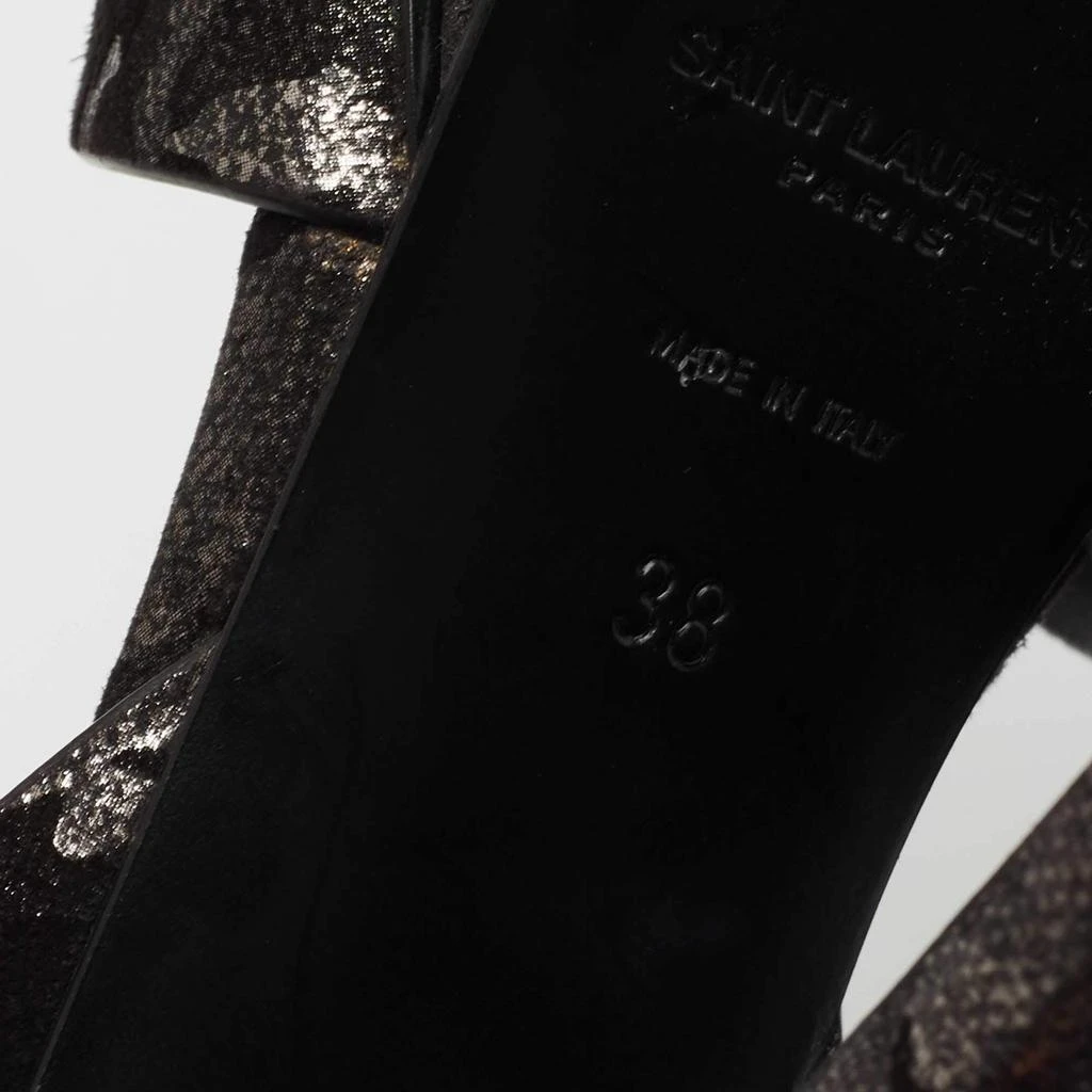 Yves Saint Laurent Black/Silver  Suede Tribute Ankle Strap  Sandals Size 38 商品