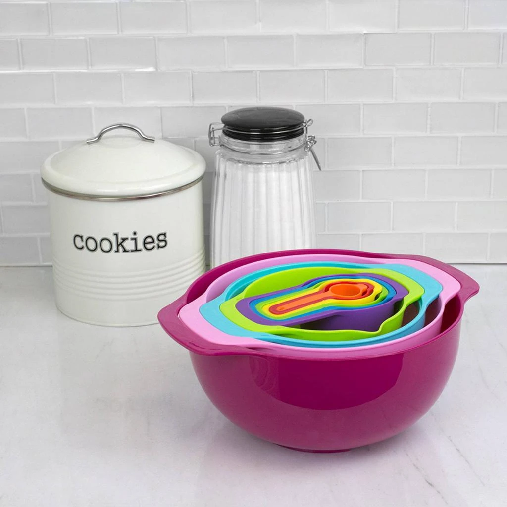 商品Home Basics|Home Basics 10 Piece Plastic Kitchen Prep Set, Multi-Color,价格¥159,第3张图片详细描述
