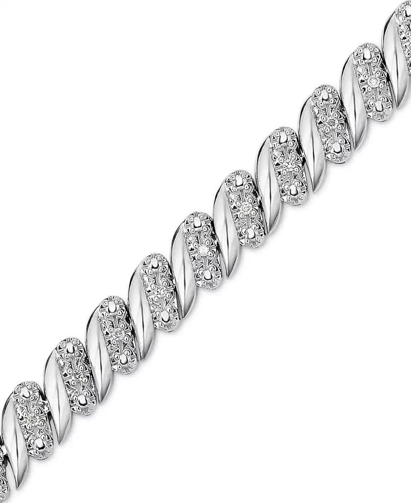 商品Macy's|Diamond (1/4 ct. t.w.) Zig Zag Bracelet in Sterling Silver,价格¥748,第1张图片