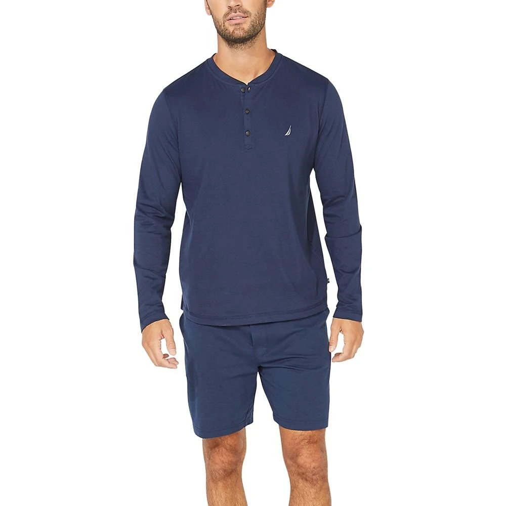 Nautica Men's Soft, Breathable Long Sleeve Henley Pajama Shirt 5