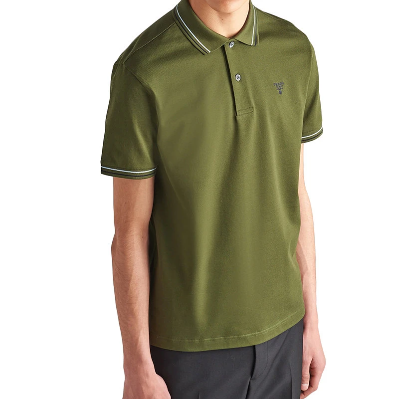 商品Prada|【预售3-7天】普拉达 男士军绿色纯棉短袖Polo衫UJN765_1ZMI_F0161_S_212,价格¥5013,第6张图片详细描述