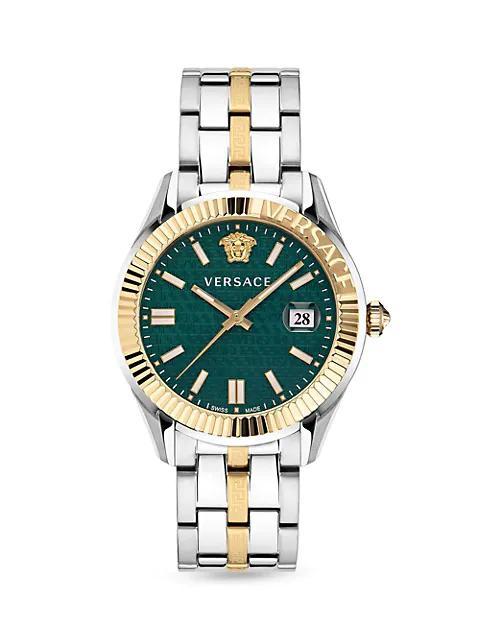 商品Versace|Greca Logo Two-Tone Stainless Steel Bracelet Watch,价格¥7341,第1张图片