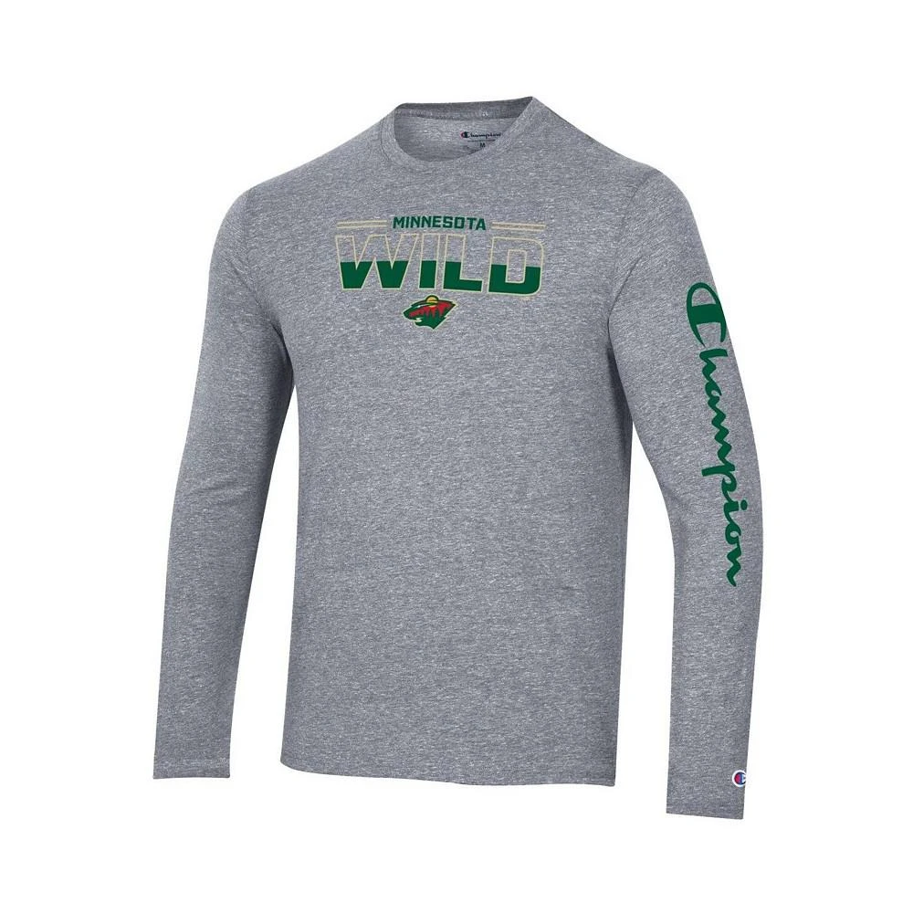 商品CHAMPION|Men's Heather Gray Minnesota Wild Tri-Blend Long Sleeve T-shirt,价格¥295,第3张图片详细描述