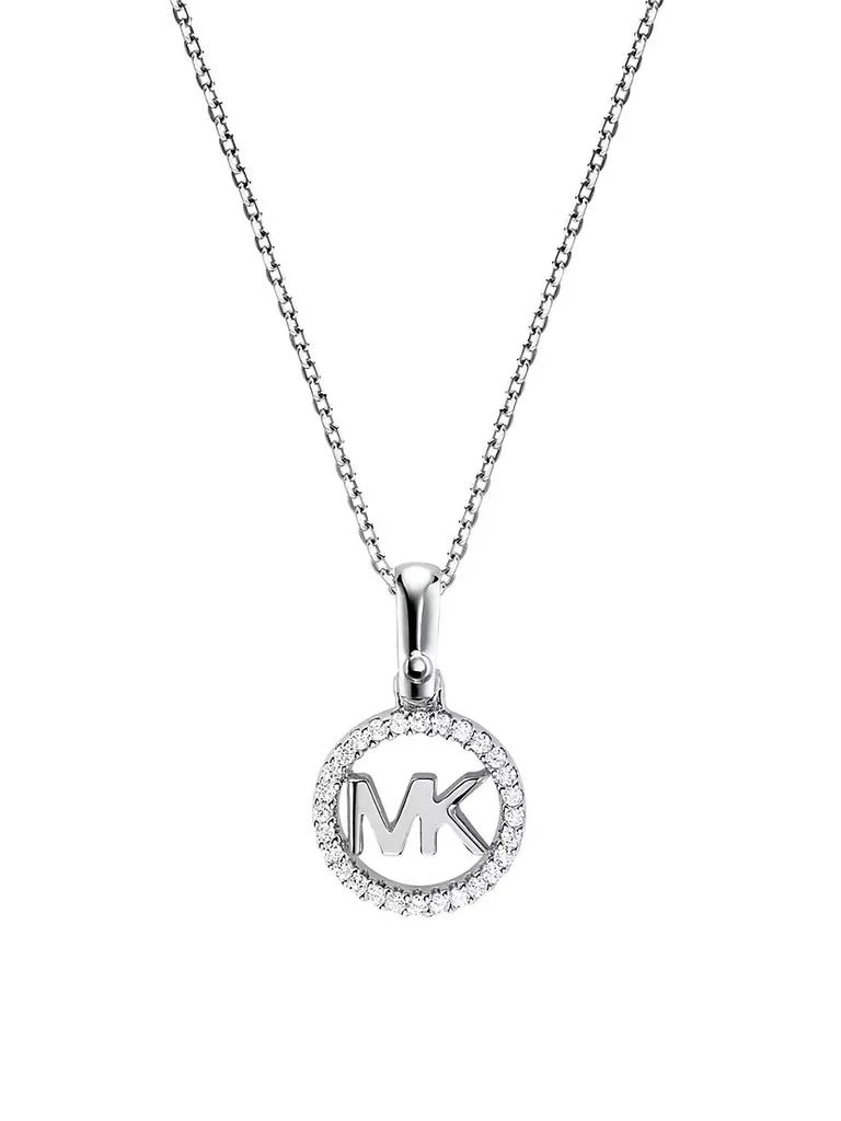 商品Michael Kors|Premium Sterling Silver Round Logo Necklace,价格¥1126,第1张图片