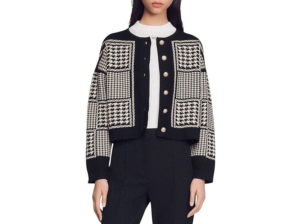 商品Sandro|Jules Houndstooth Cardigan,价格¥1648,第1张图片