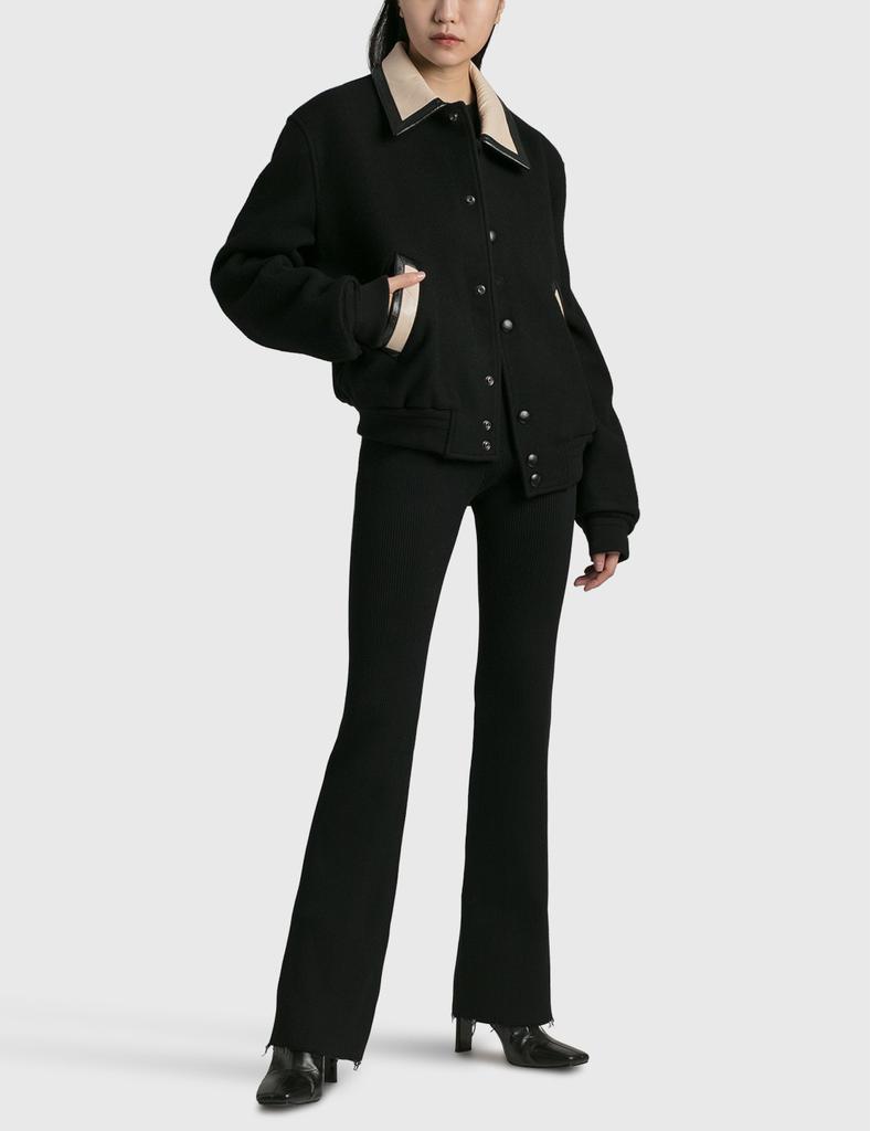 Butler Faux Leather Contrast Collar Wool Jacket商品第4张图片规格展示