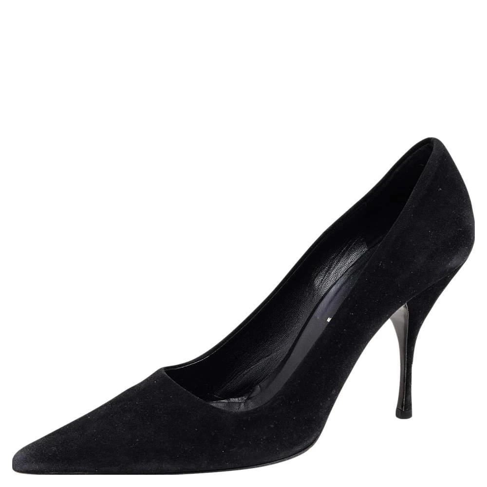商品[二手商品] Prada|Prada Black Suede Pointed Toe Pumps Size 37.5,价格¥1144,第1张图片