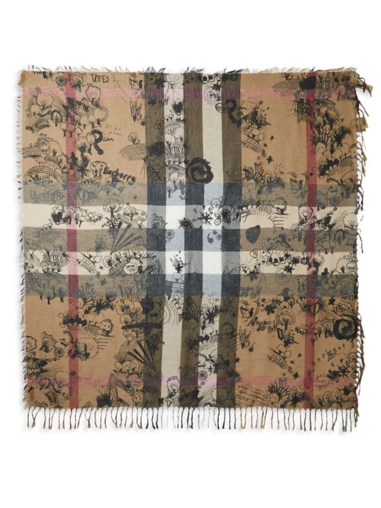 商品Burberry|Sketchbook Plaid Scarf,价格¥2623,第2张图片详细描述