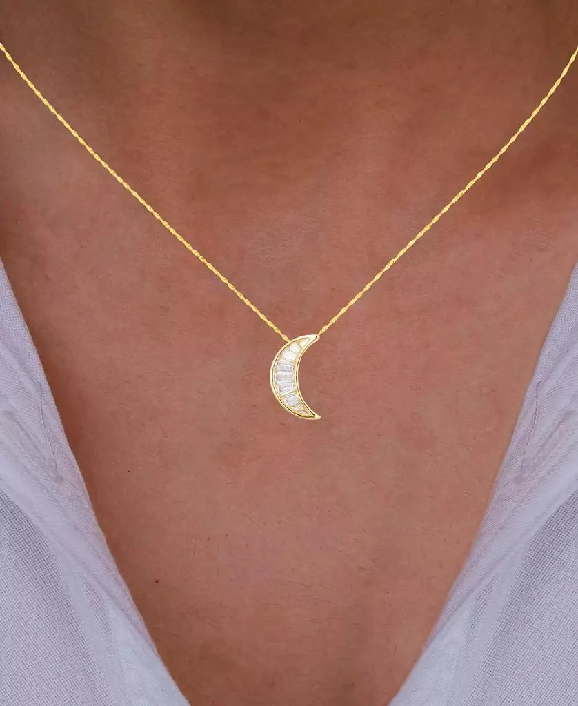 商品Macy's|2-Pc. Set Cubic Zirconia Baguette Crescent Moon Pendant Necklace & Matching Stud Earrings in 14k Gold-Plated Sterling Silver,价格¥169,第3张图片详细描述