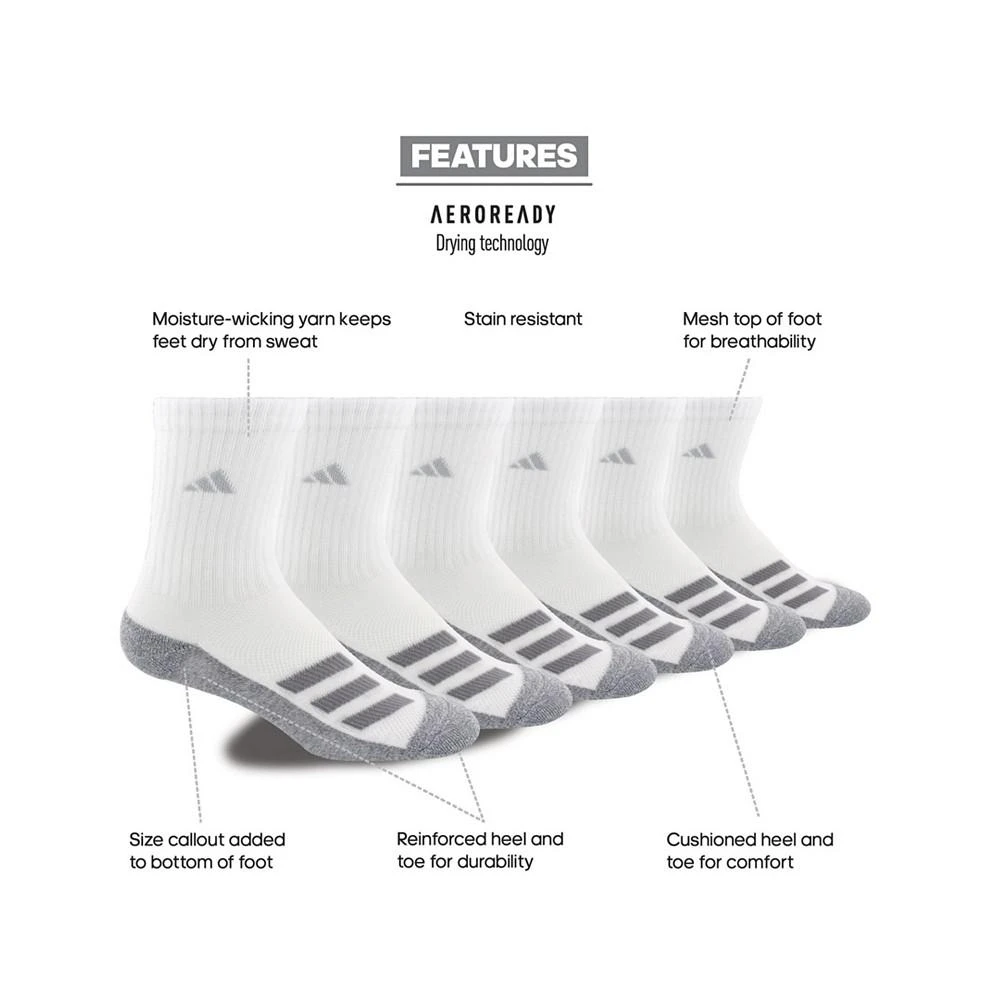 商品Adidas|Big Boys Cushioned Angle Stripe Crew Sock Pack of 6,价格¥120,第2张图片详细描述