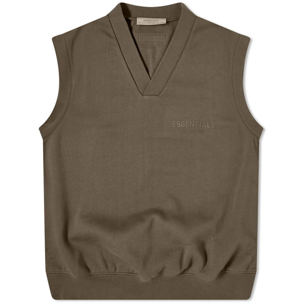 Essentials]Fear of God ESSENTIALS Logo V Neck Vest - Wood 价格¥306