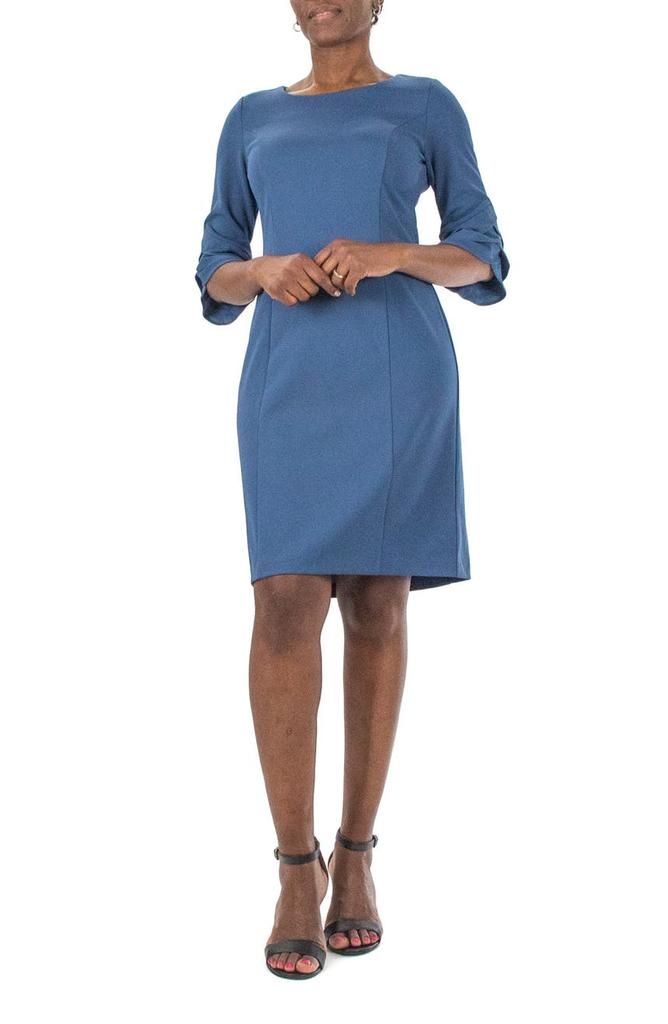 Jewel Neck Tiered Sleeve Midi Dress商品第1张图片规格展示
