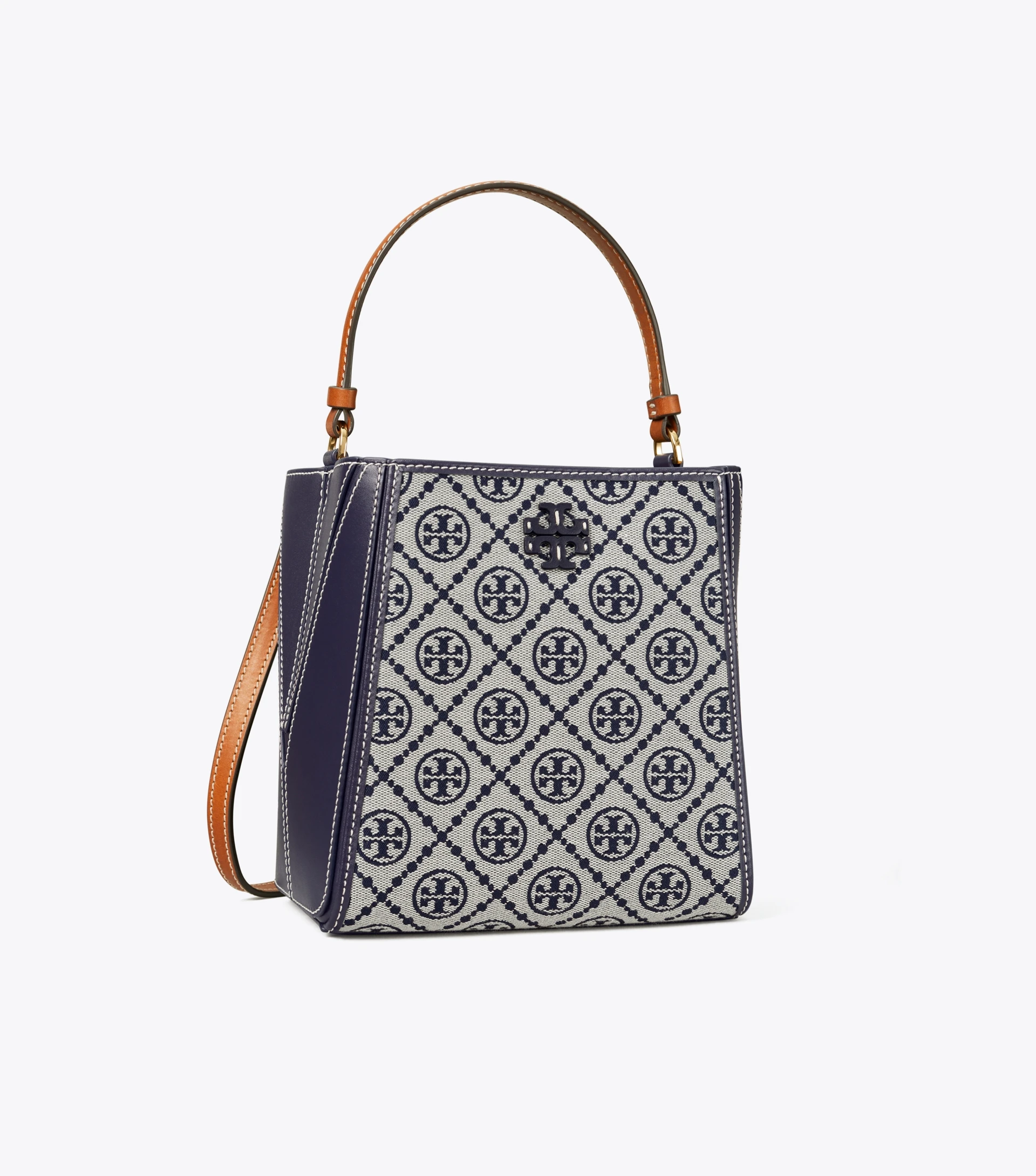 商品[国内直发] Tory Burch|TORY BURCH McGraw 徽标Logo磁性按扣 荔枝纹皮革 水桶包单肩斜挎手提包 小号,价格¥3532,第1张图片