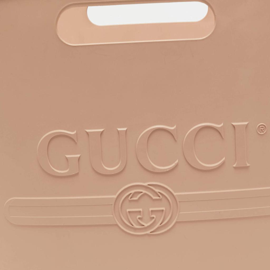 Gucci Beige Rubber Logo Cut Out Handle Tote商品第6张图片规格展示