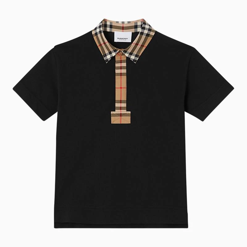 商品Burberry|Black/beige cotton polo shirt,价格¥1757,第1张图片