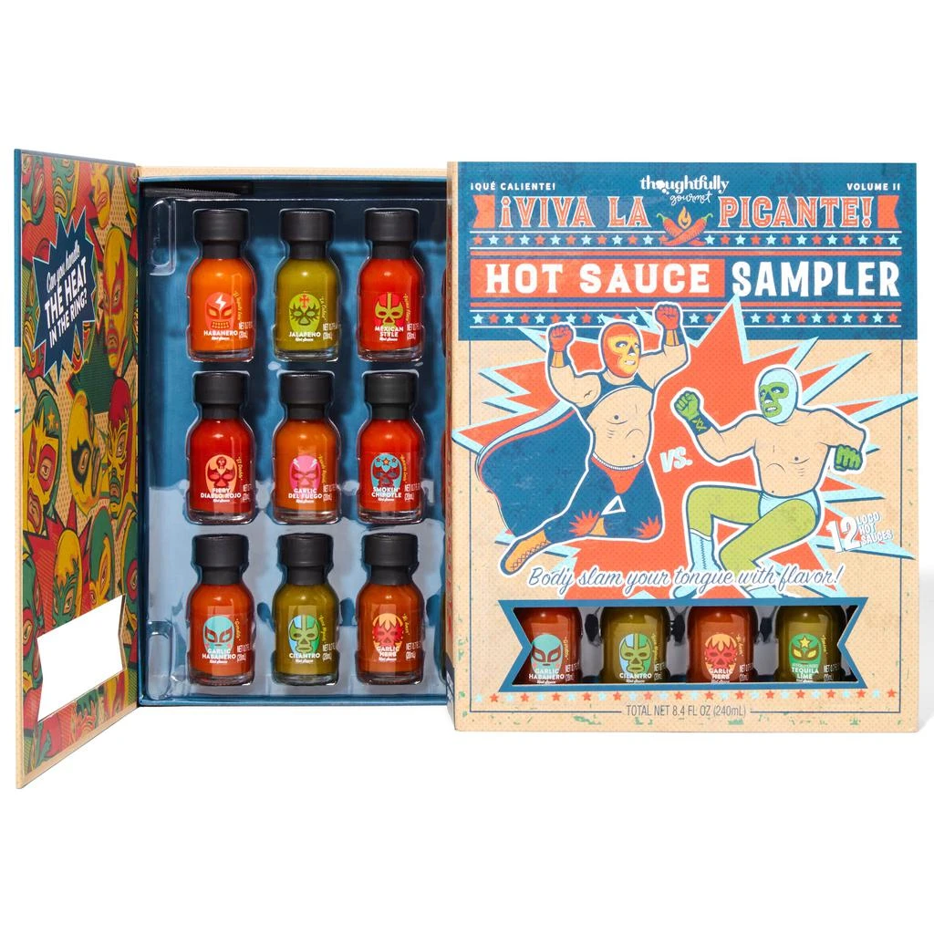 商品Thoughtfully|Gourmet, Luchador Hot Sauce Book Gift Set, Set of 12,价格¥265,第1张图片