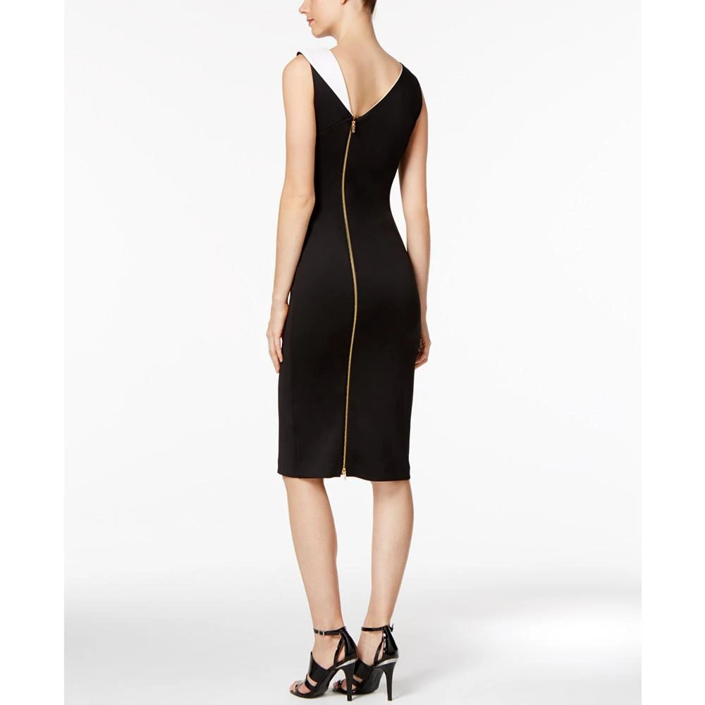 商品Calvin Klein|Contrast-Collar Sheath Dress,价格¥375,第2张图片详细描述