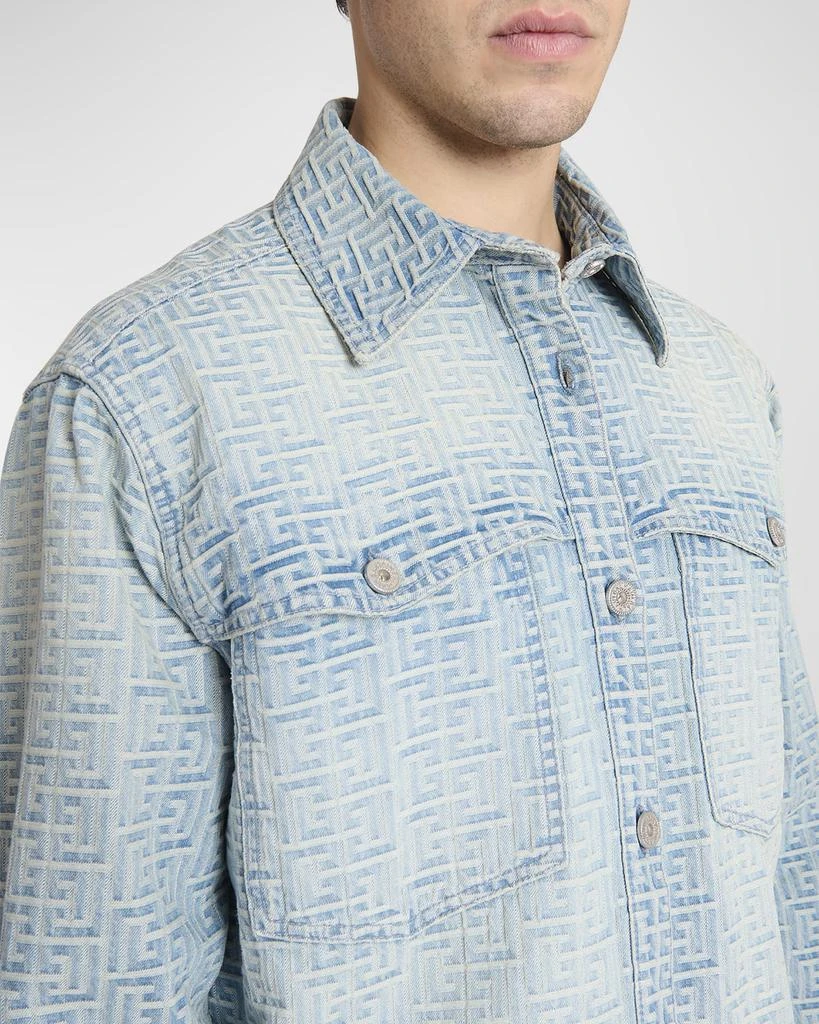 商品Balmain|Men's Jacquard Monogram Denim Overshirt,价格¥4991,第5张图片详细描述