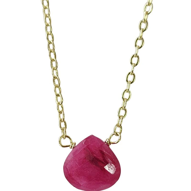 商品A Blonde and Her Bag|Stephanie Delicate Drop Necklace In Ruby Brass Chain SHORT/GOLD COLORED BRASS,价格¥132,第1张图片