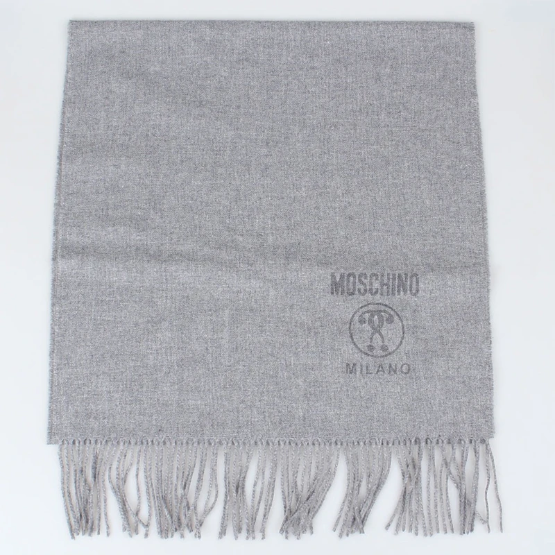 MOSCHINO 莫斯奇诺 男女通用双问号图案混纺流苏羊毛围巾 送男友女友礼物 灰色 50186 M5507 014 商品