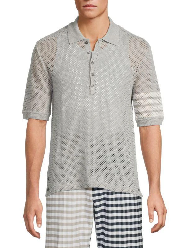商品Thom Browne|Open Knit Cashmere Blend Polo,价格¥4387,第1张图片