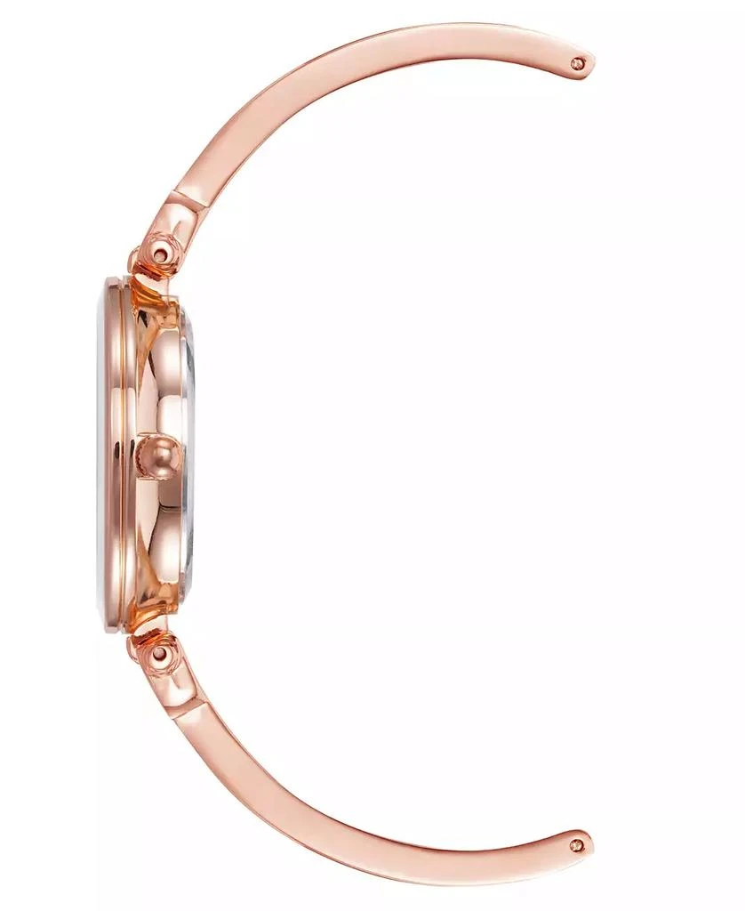 商品Anne Klein|Women's Rose Gold-Tone Alloy Bangle with White Enamel and Crystal Accents Fashion Watch 33mm Set 3 Pieces,价格¥1136,第2张图片详细描述