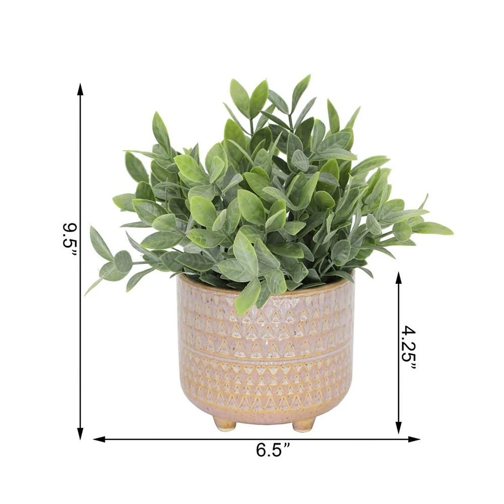 商品Flora Bunda|9.5" Artificial Tea Leaf in 5" Pharaoh Ceramic Footed Pot,价格¥186,第3张图片详细描述