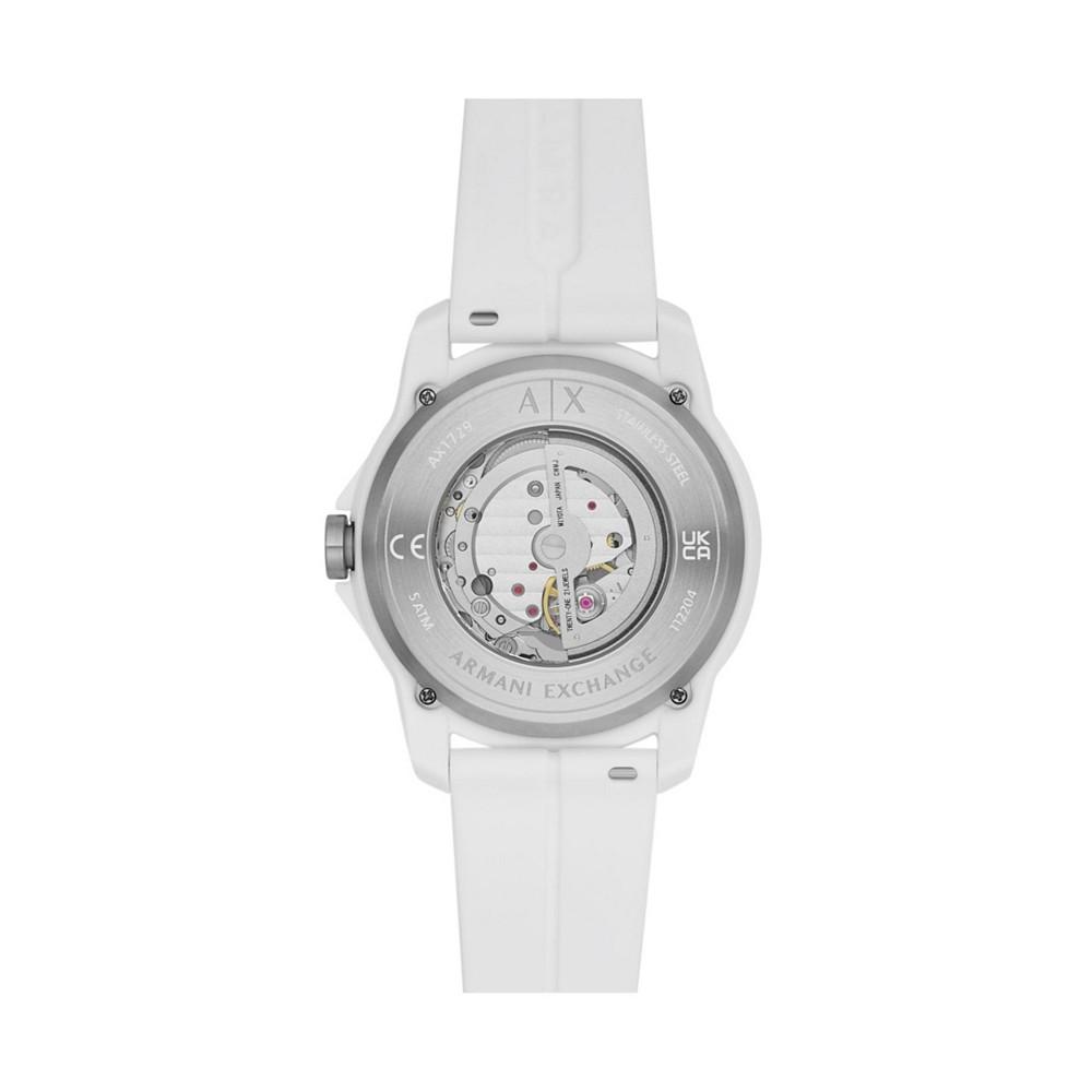 Men's Automatic in White Case with White Silicone Strap Watch, 44mm商品第3张图片规格展示