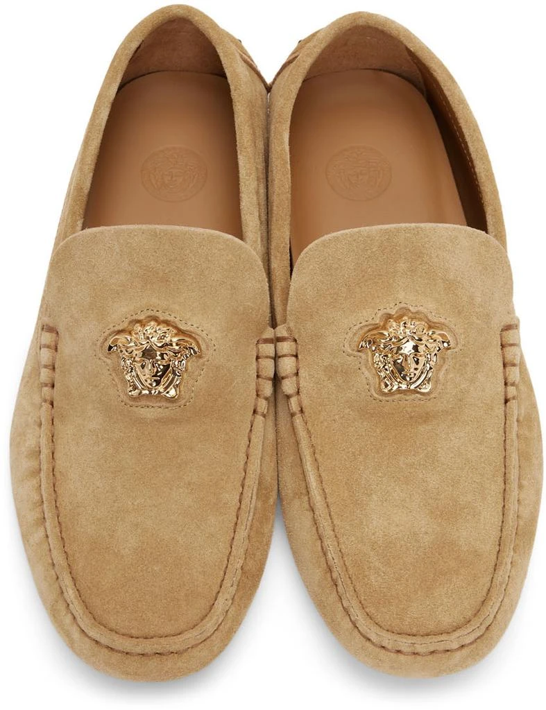 商品Versace|Brown Suede 'La Medusa' Loafers,价格¥2093,第5张图片详细描述