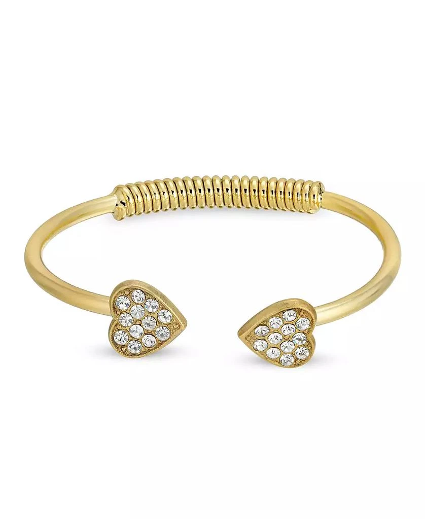 商品2028|14K Gold-Dipped Pave Crystal Heart Coil Spring C-Cuff Bracelet,价格¥371,第1张图片