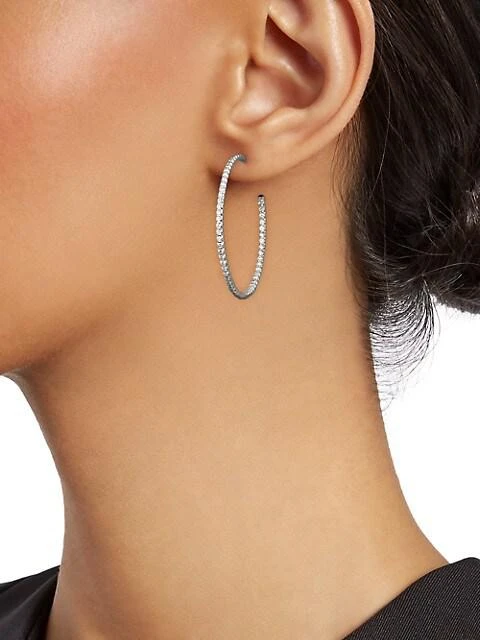 商品Roberto Coin|Diamond & 18K White Gold Inside-Outside Hoop Earrings/1.4",价格¥32197,第2张图片详细描述