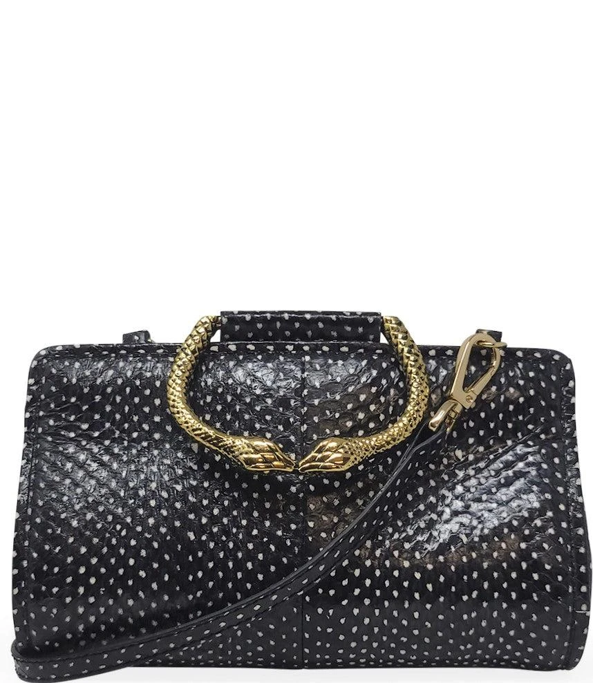 商品TRAMONTANO|Tramontano Black Leather Mini Clutch W/ Snake Handle,价格¥4152,第4张图片详细描述