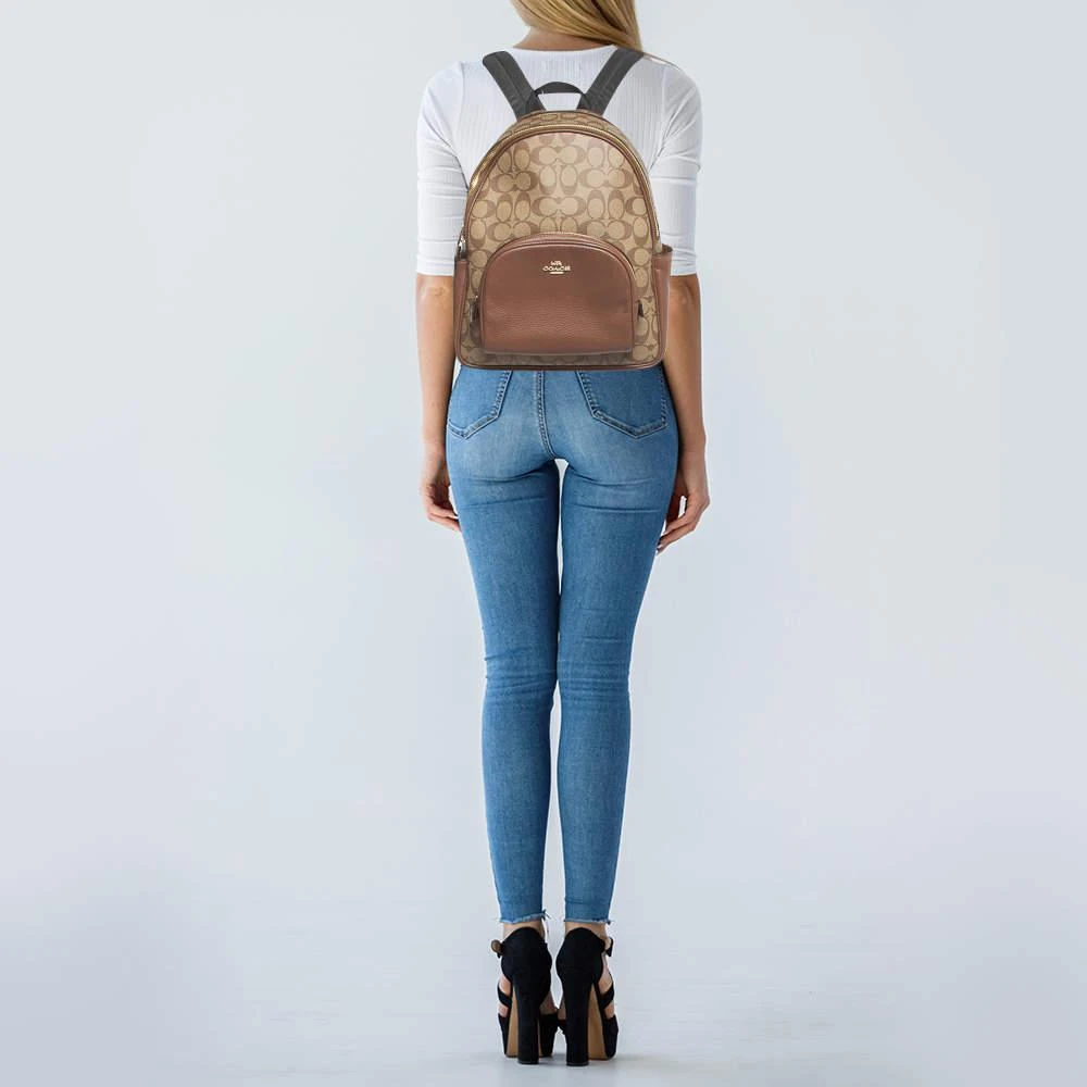 商品Coach|Coach Brown/Beige Signature Coated Canvas and Leather Court Backpack,价格¥3807,第2张图片详细描述