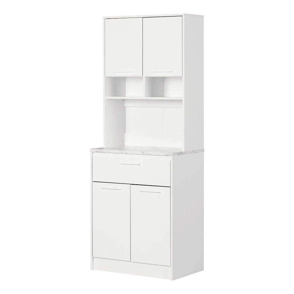 商品South Shore Furniture|Myro Pantry Cabinet, Faux White Marble and White,价格¥3483,第1张图片