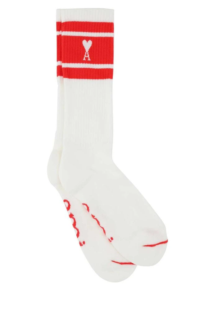 商品AMI|AMI Paris Stripes Logo Ribbed Socks,价格¥263,第1张图片