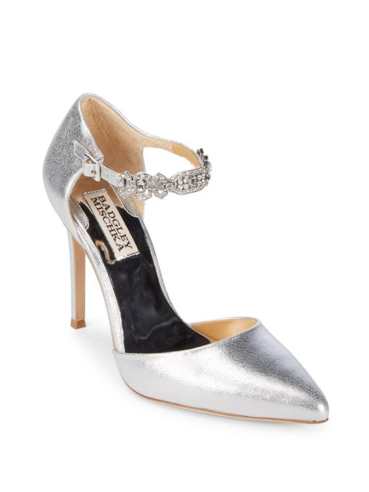 商品Badgley Mischka|Pia II Metallic Leather Evening Pumps,价格¥1854,第1张图片